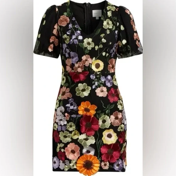 Adelyn Rae Pink and Yellow Puff Sleeve Mini Dress - Picture 2 of 6